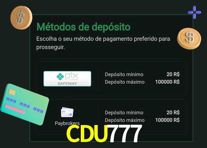 O cassino CDU777bet oferece uma grande variedade de métodos de pagamento